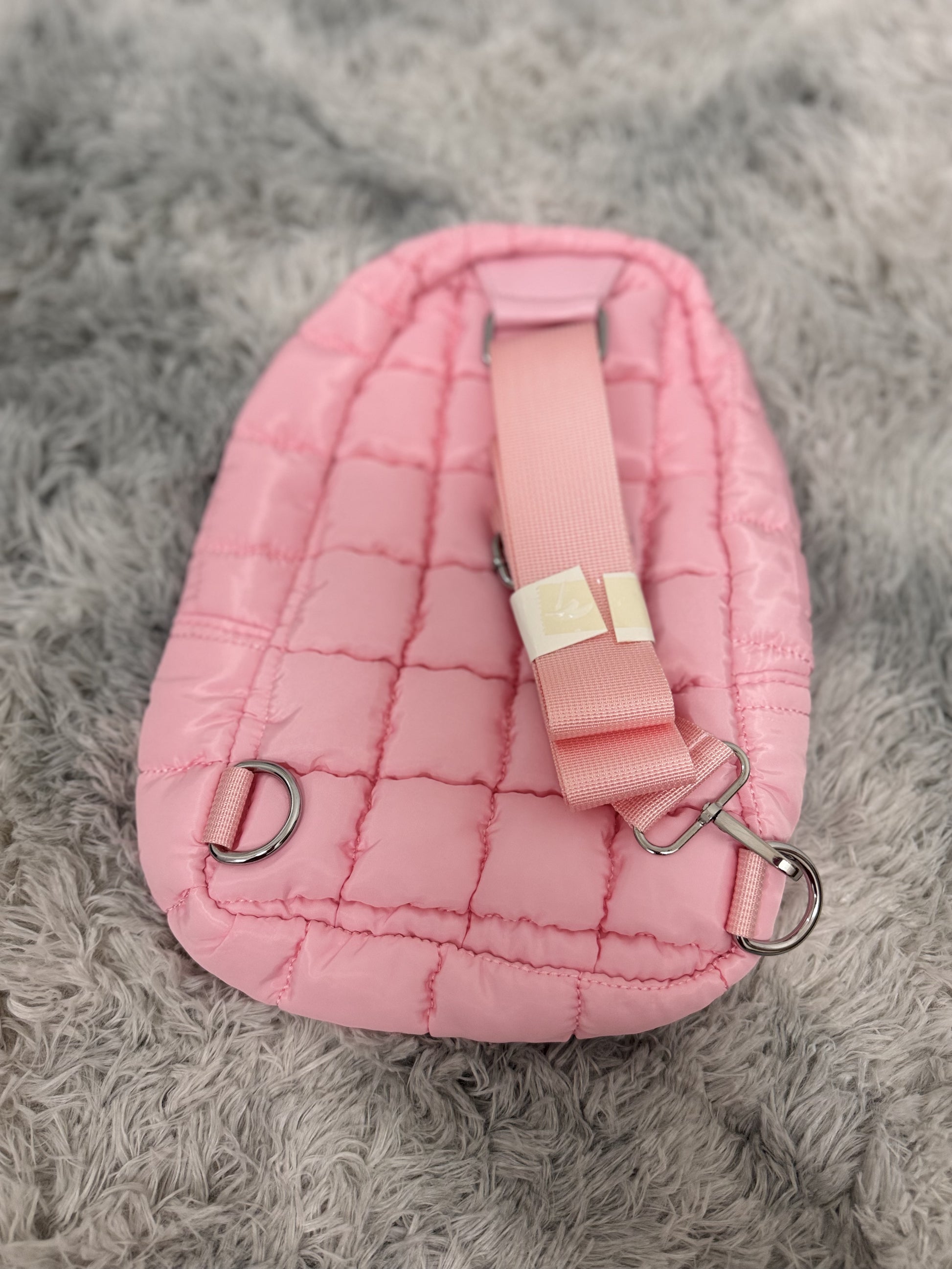Light Pink Quilted Sling Crossbody