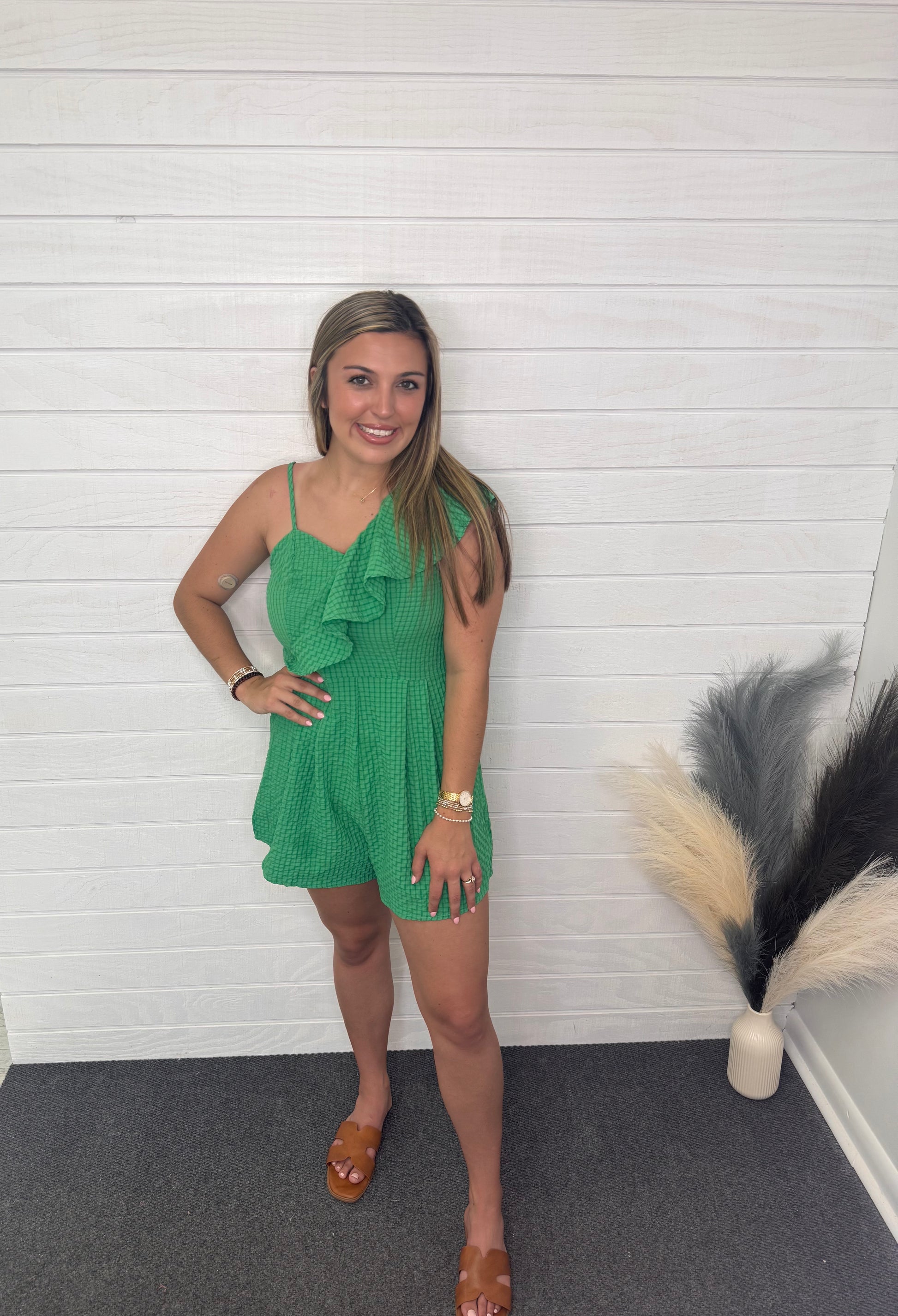 Green Ruffle Romper