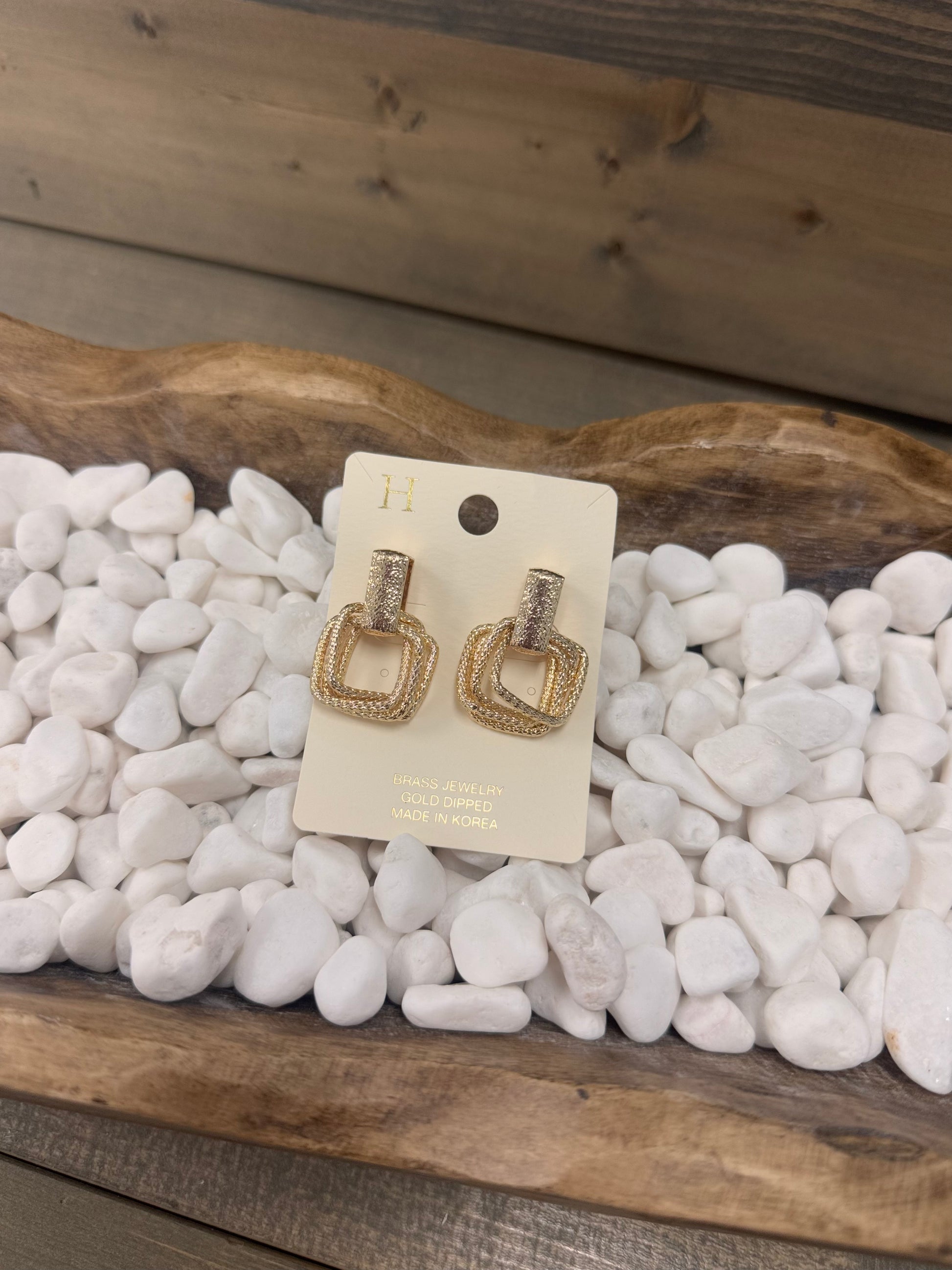 Textured Square Earrings (63950)