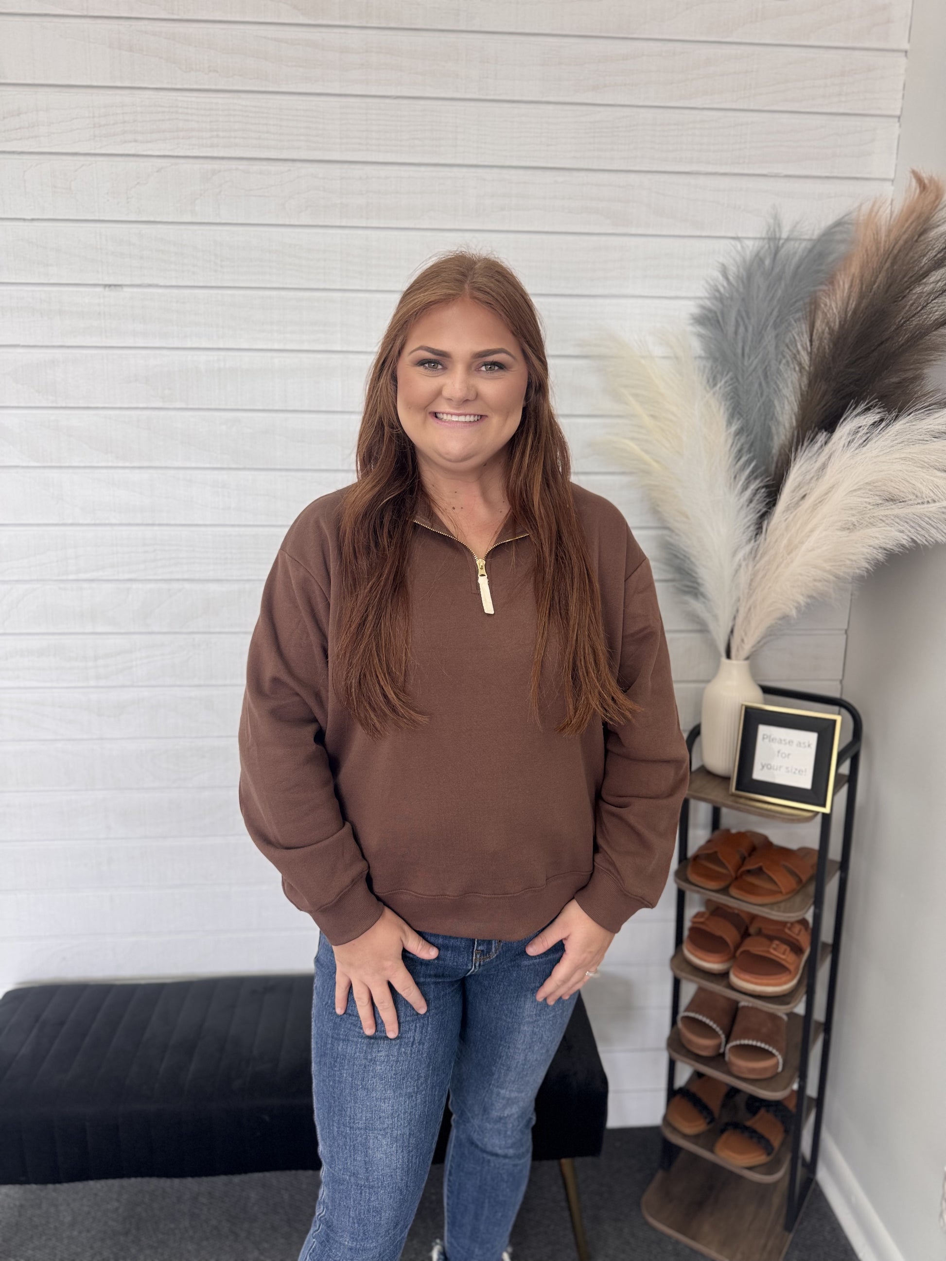 Brown Scuba Pullover (plus size)