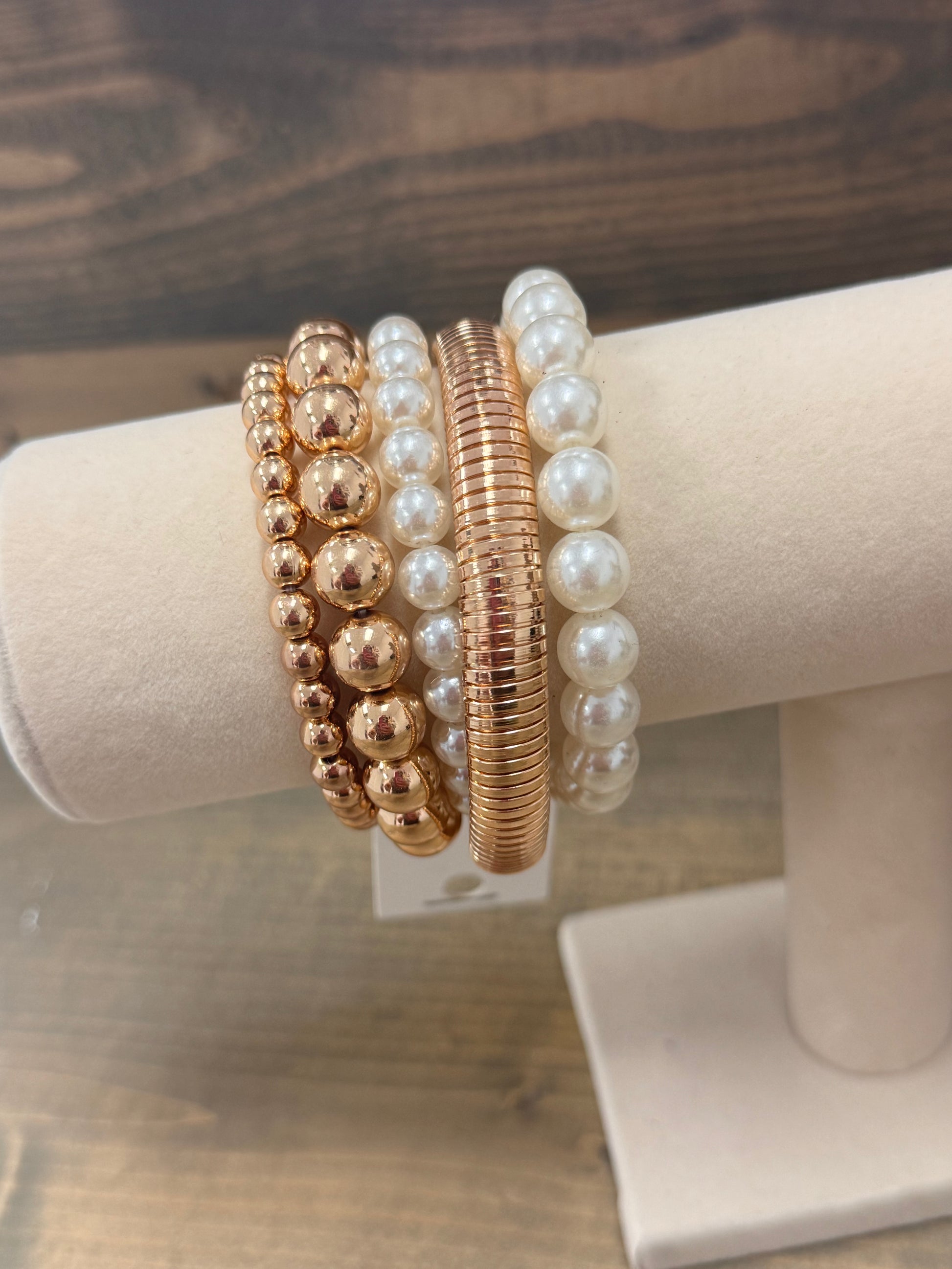 Gold and Pearl Bracelet Set (TB9575GDCM)