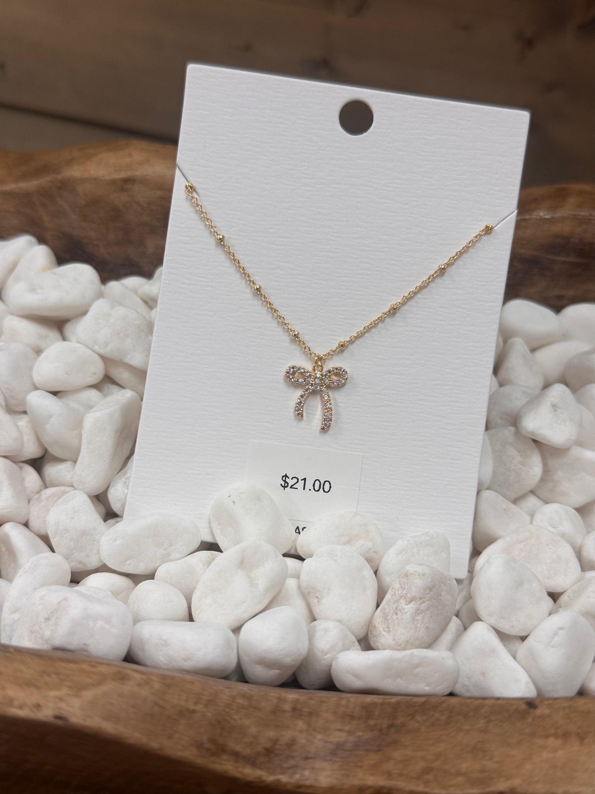 Gold Bow Necklace (INE077)