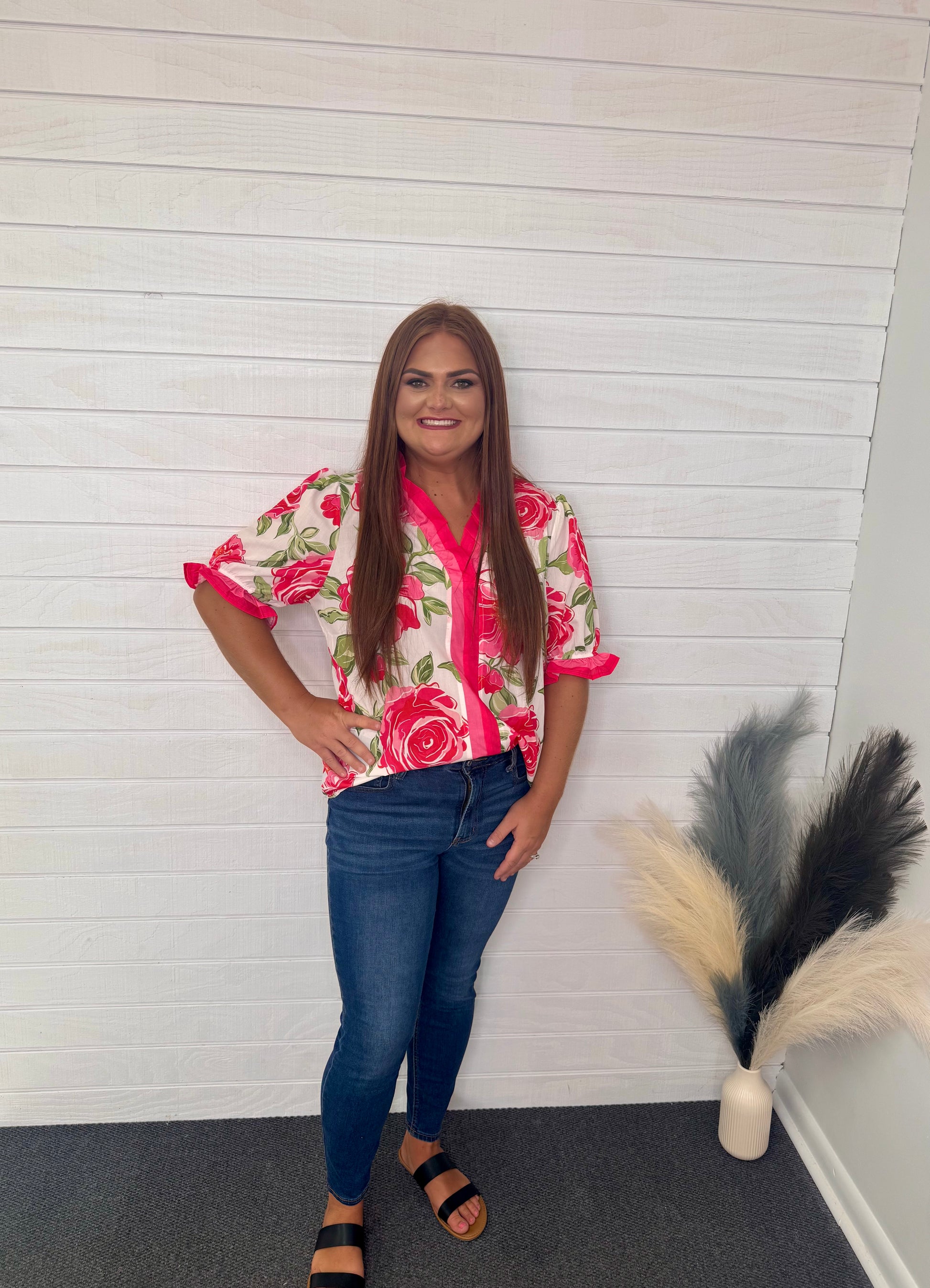 Rose Floral Stripped Blouse