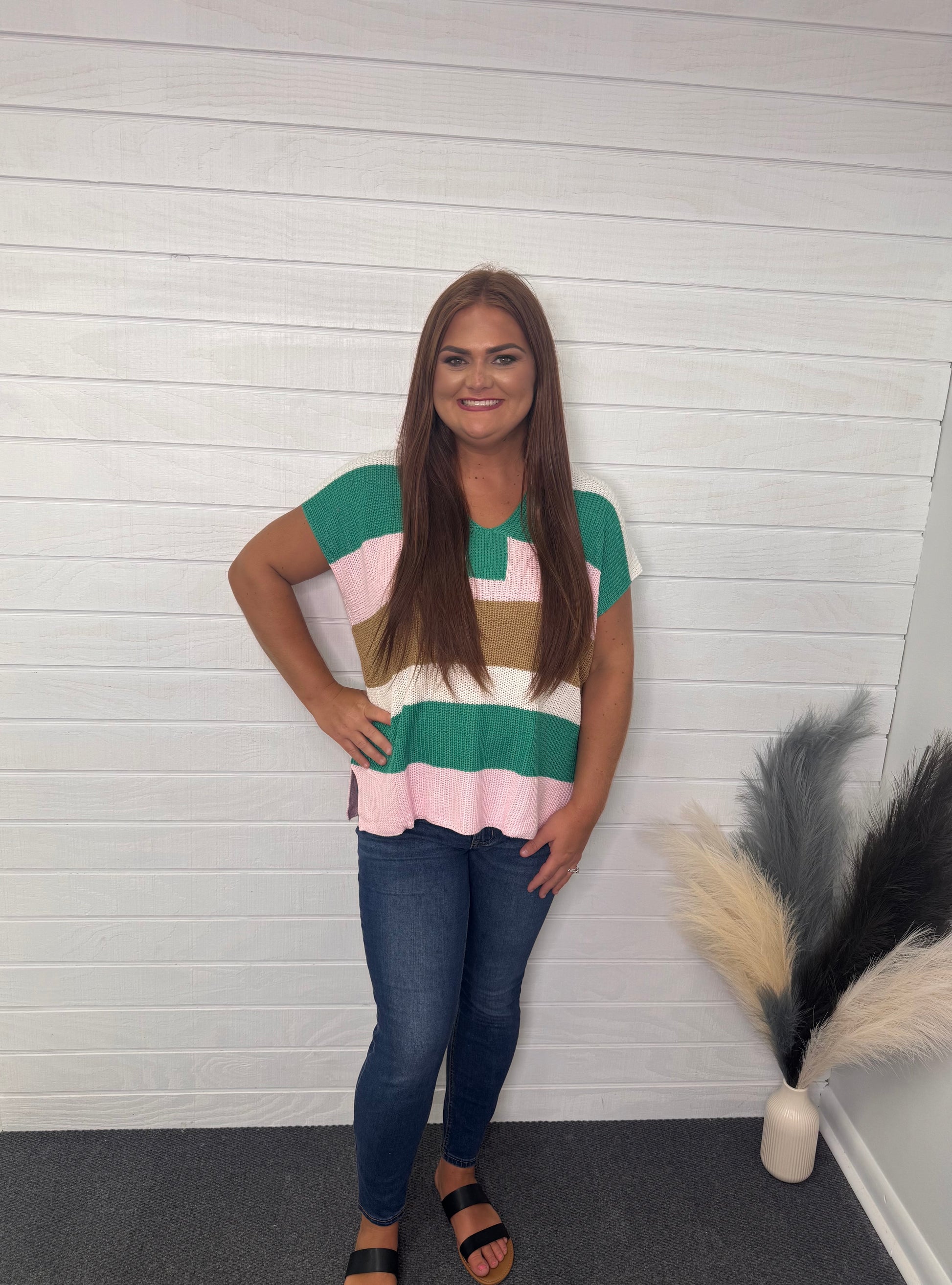 Multicolor Striped Plus Size Sweater