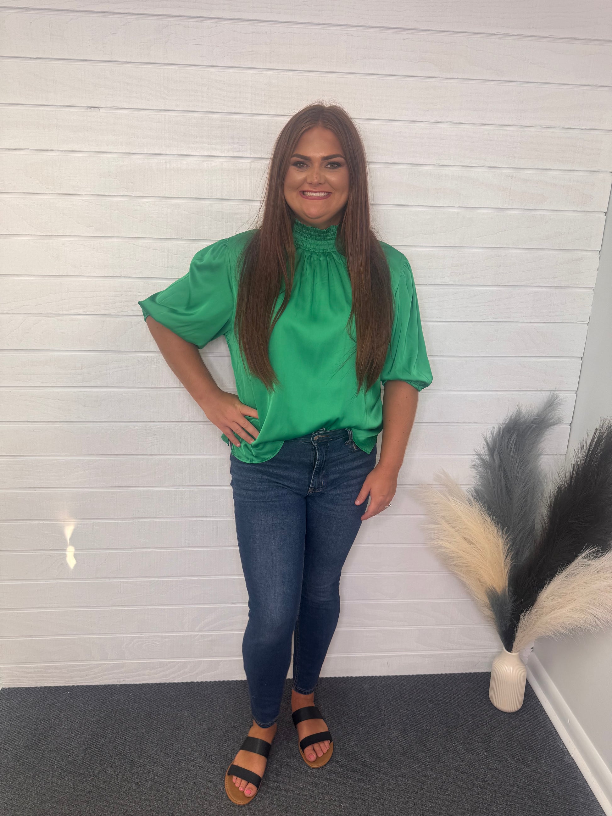Green High Neck Blouse