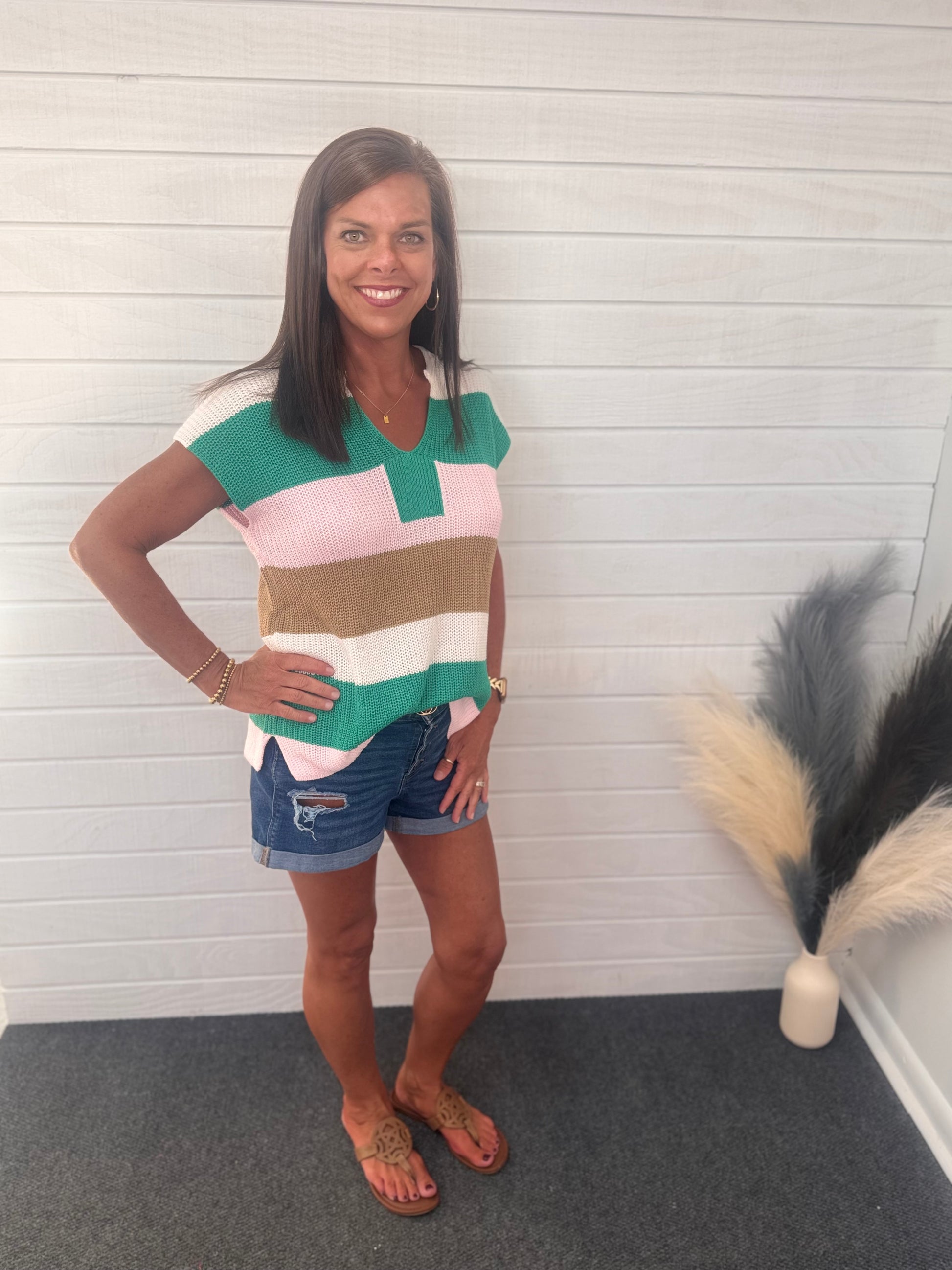Multicolor V-neck Sweater