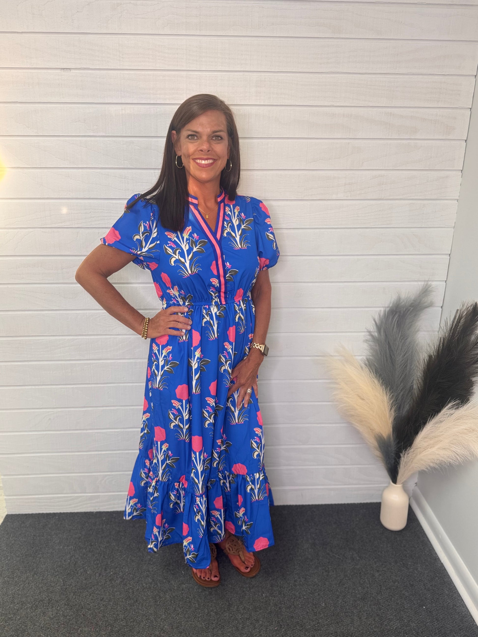 Sky Blue Floral Maxi Dress
